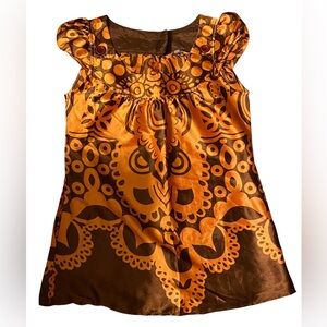 Orange & Brown Tunic Top - Size L